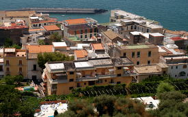 looking down on homes along the italian coast