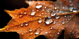 macro photo of dew covered maple leaf