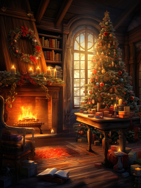 magic of christmas comes to life in this illustration of a room 
