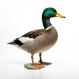 mallard duck side view isolated on white background