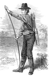 Man holding a bow with arrows in a holder on his back