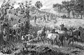 marching through the african country historical illustration afr