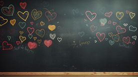 messages and hearts written on a chalboard
