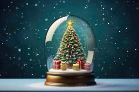 miniature winter wonderland with a christmas tree in a snow globe