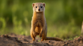 mongoose stands on hind legs