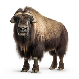 Musk ox isolated on white background