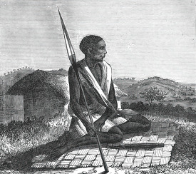 native of ugunda with hunting spear historical illustration afri