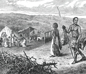 natives bringing provisions for sale historical illustration afr