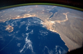 oblique view showing the mediterranean sea area