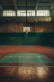 old dark basketball court