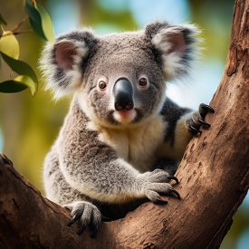 old tree serves as a resting place for a cute koala