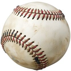 old worn baseball on a white background
