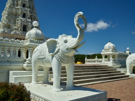 One of several elaborate carvings outside the Hindu Temple and C