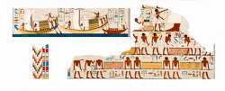 painting depicting boats and rituals in ancient egypt pyramids i