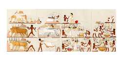 painting depicting life in ancient egypt pyramids in saqara