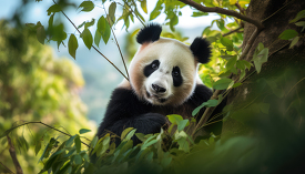 panda bear in a tree in n china