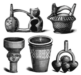 peruvian vases historical illustration