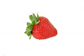 photo image single strawberry on white background