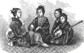 playing samisen in japan historical illustration
