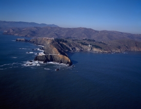 Point Bonita light overlooks the Golden Gate from a rocky outcro