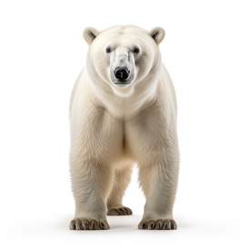 Polar bear front view isolated on white background