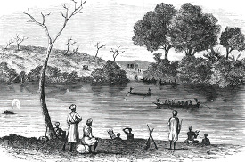 pond by the wayside historical illustration africa