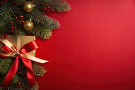 red christmas background with red and gold christmas decor