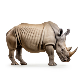rhinoceros side view isolated on white background