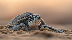 Ridley Sea Turtle on a sandy beach