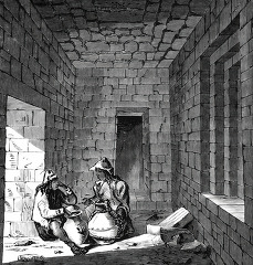 room in the inca's palace historical illustration