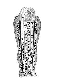 rsarcophagus stone coffin back view historial illustration
