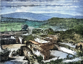 Ruins of a Toltec Palace mexico colorized historic illustration