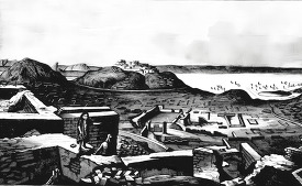 ruins of pachacatnac historical illustration