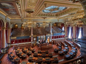 Senate chamber at the Iowa State Capitol in Des Moines
