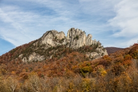 Seneca Rocks a large crag and local landmark in Pendleton County