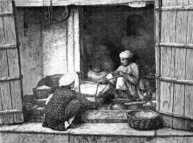 shop of an opium merchant historical illustration