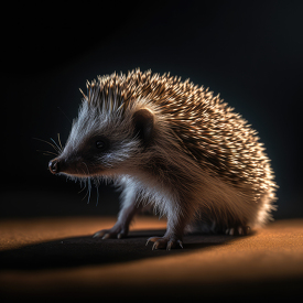 sideview hedgehog on a black background