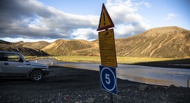 sign warning of river crossing in iceland