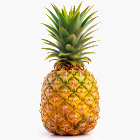 single fresh pineapple against a white background