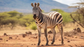single zebra at Samburu National Reserve Kenya
