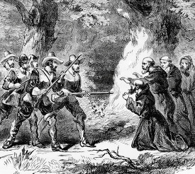 slaughter of priests by buccaneers historical illustration