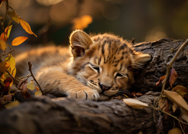 sleeping baby lion