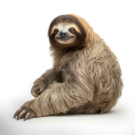Sloth sits isolated on white background