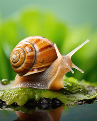 snail wet leaf