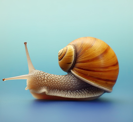 snail with coiled shell on blue background