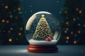 snow globe with christmas tree bright