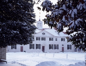 Snowy day at George Washingtons estate Mount Vernon Virginia