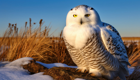 snowy owl in the arctic tundra