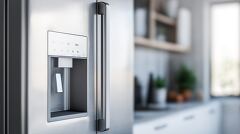 Square Magnet Displayed on Modern Kitchen Fridge Surface