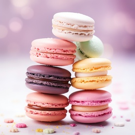 stack of colorful macarons in pastel shades
